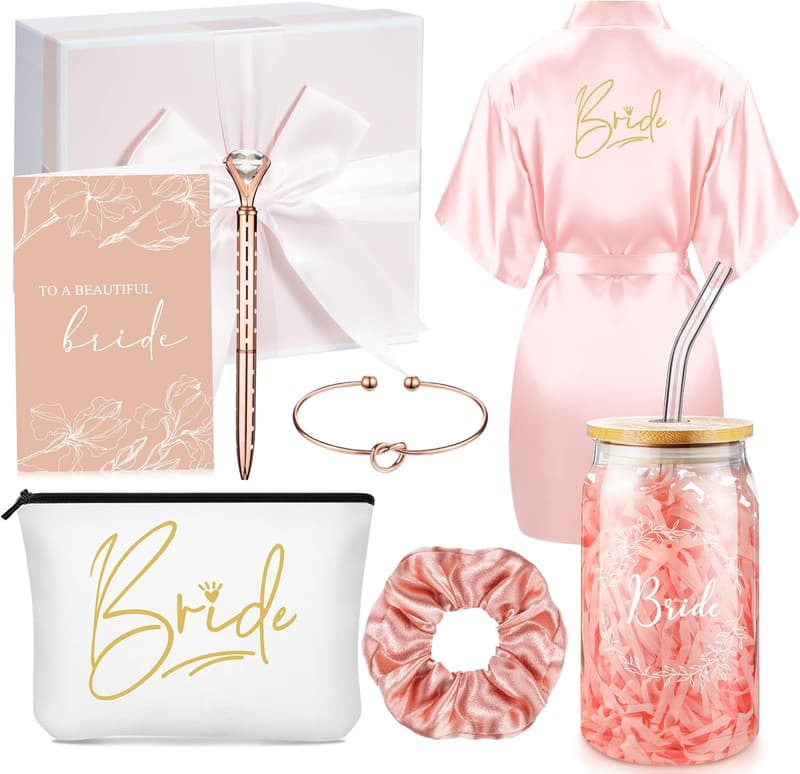 Bridal Shower Gifts Set: 8-Piece Pink Bridal Accessories