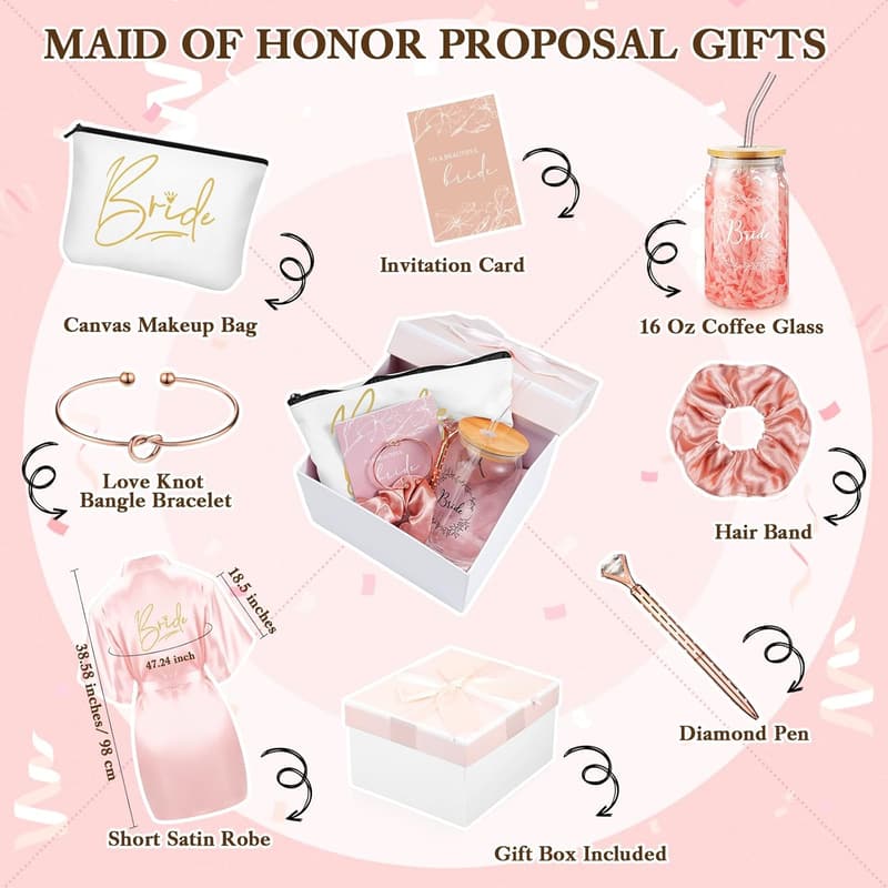 Bridal Shower Gifts Set: 8-Piece Pink Bridal Accessories