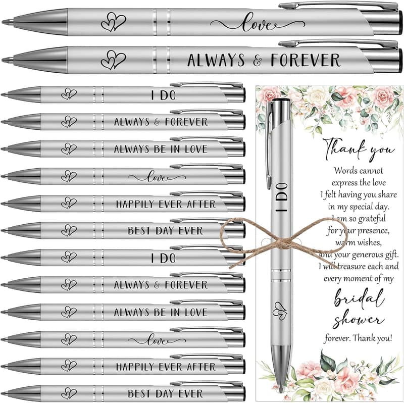 Bridal Shower Favor Pens with Thank You Cards - 30 Sets