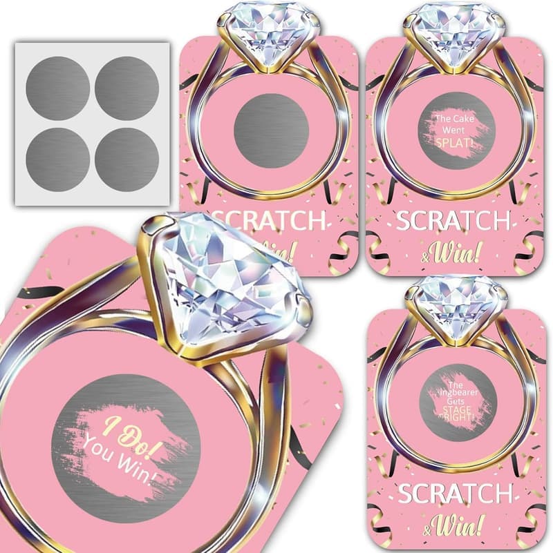 Bridal Shower Scratch Off Game - 50 Pink Cards Set