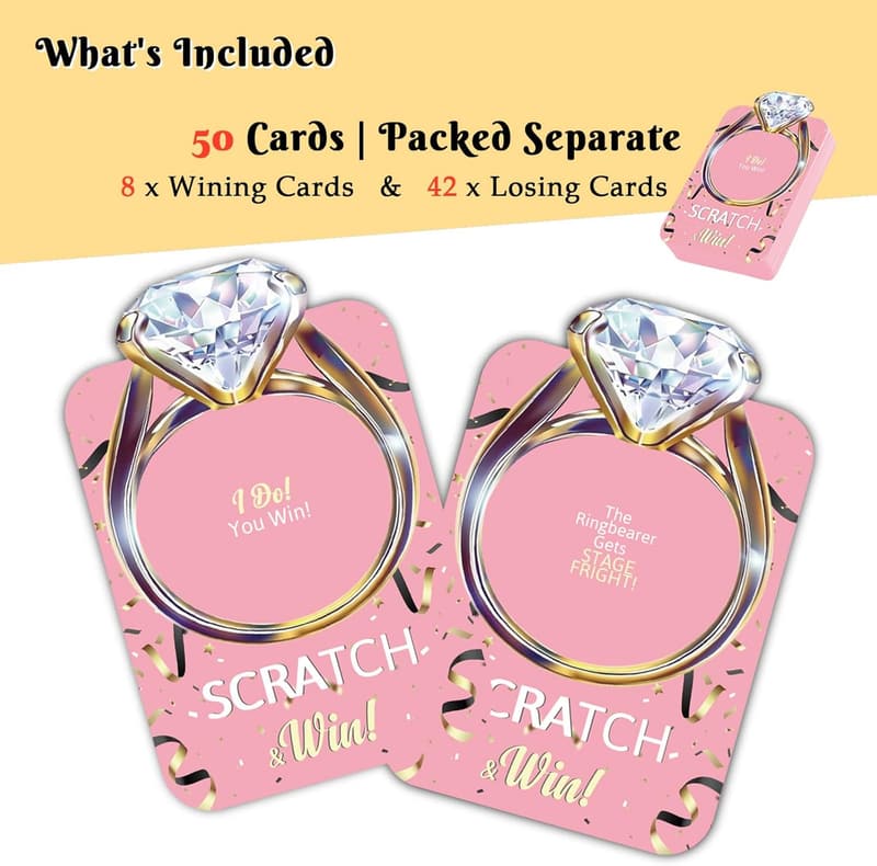 Bridal Shower Scratch Off Game - 50 Pink Cards Set