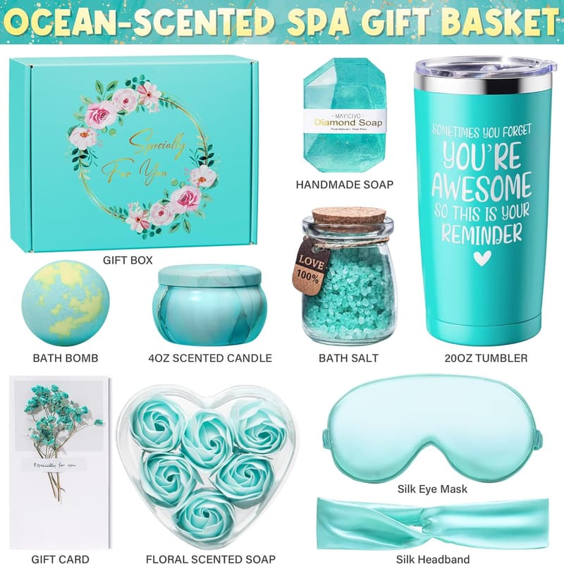 Ocean Spa Gift Basket for Women - Self Care & Relaxation Set