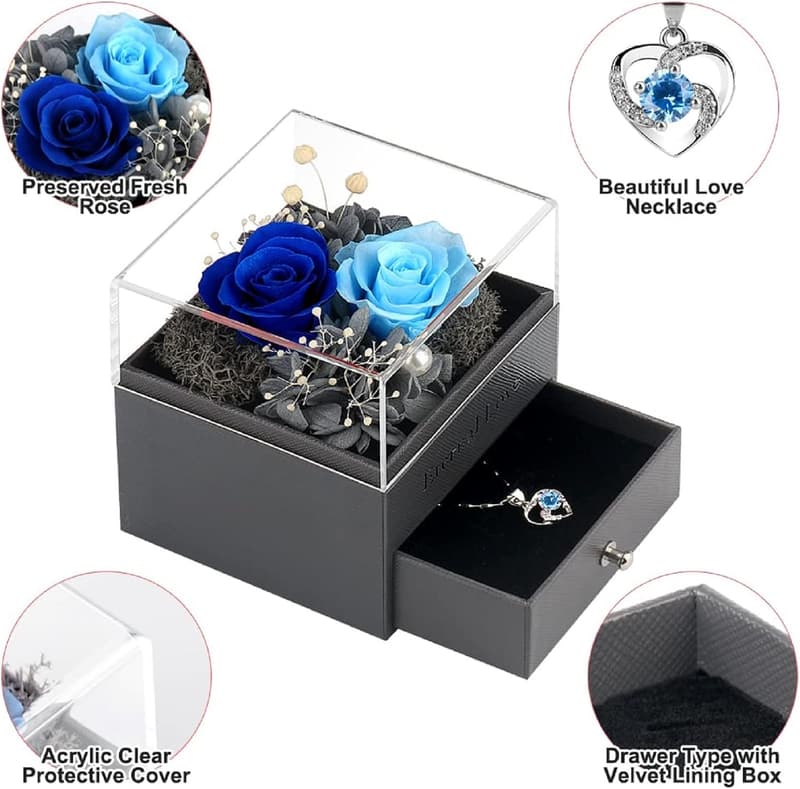 Birthday Gifts Preserved Rose Jewelry Box for Women