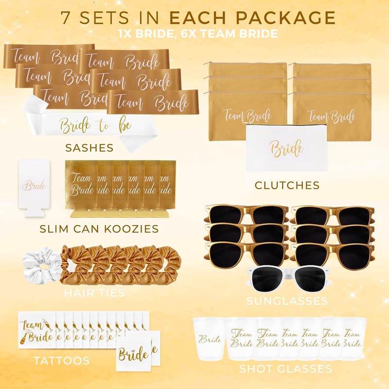 Bachelorette Party Favors Kit – 56 Piece Team Bride Accessories