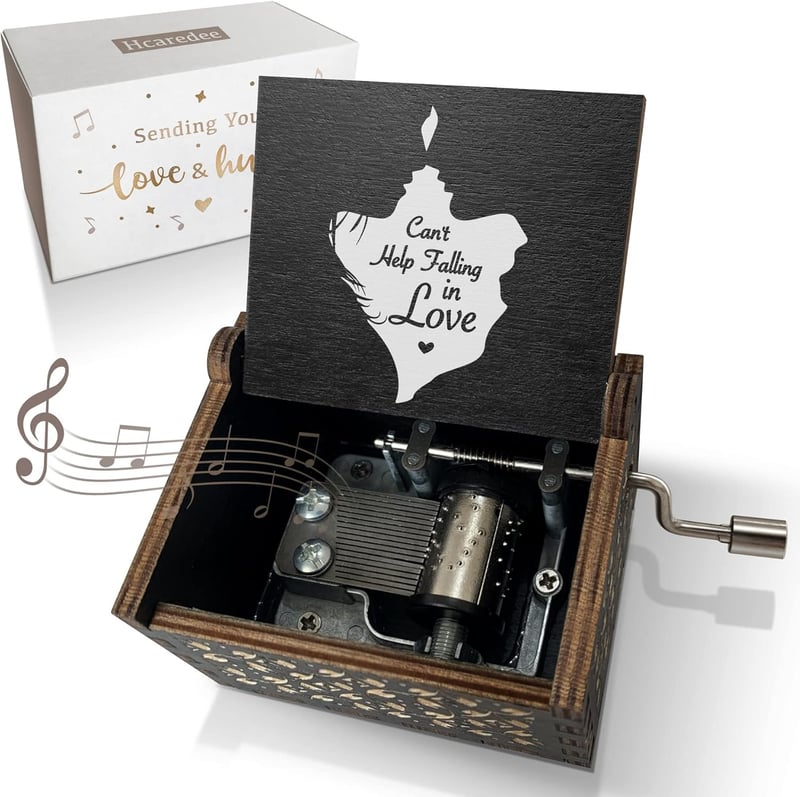 Vintage Wooden Music Box - Can’t Help Falling in Love - Gift for Couples