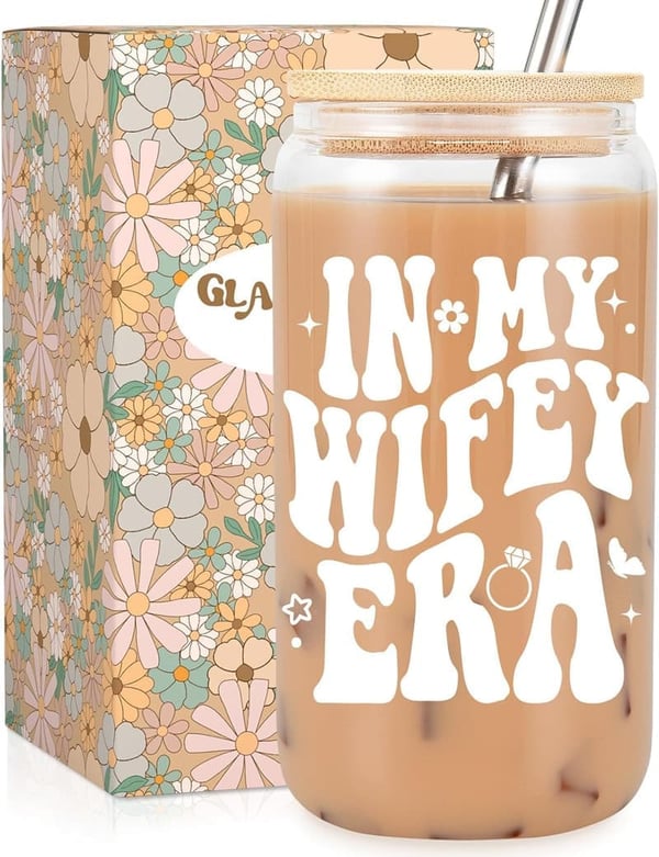 Wedding Gift: 16 oz Fairy's Gift Wifey Era Cup with Lid & Straw