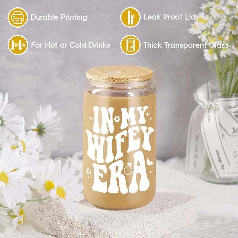 Wedding Gift: 16 oz Fairy's Gift Wifey Era Cup with Lid & Straw