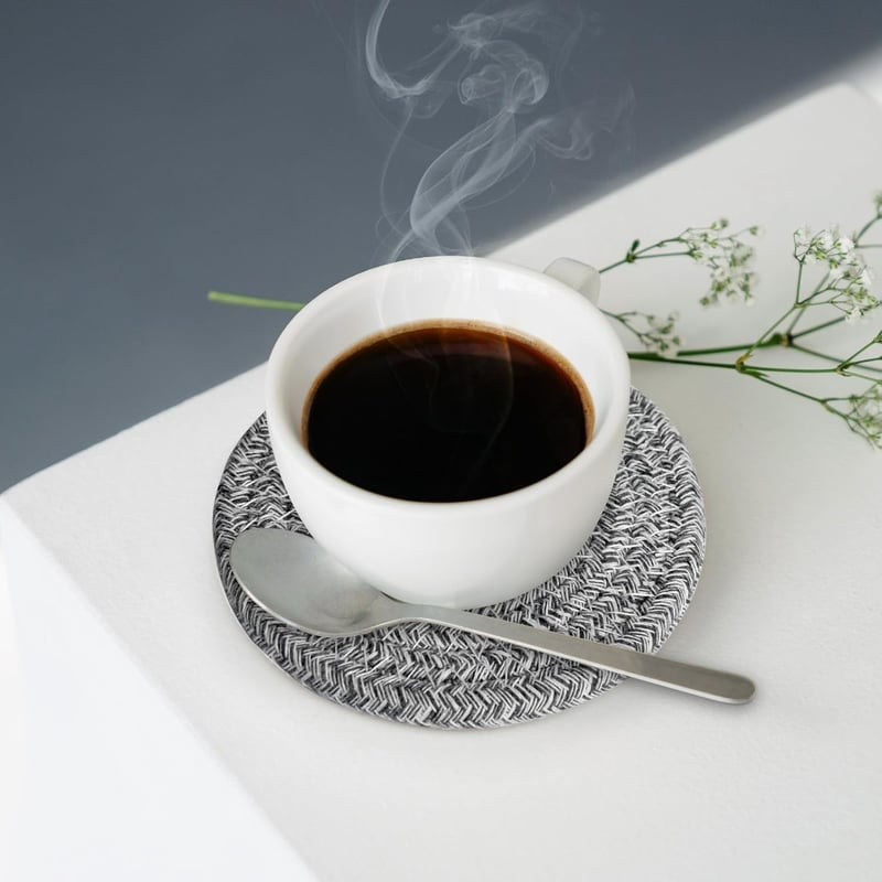 Minimalist Cotton Woven Drink Coaster Set with Holder, 8 Pcs
