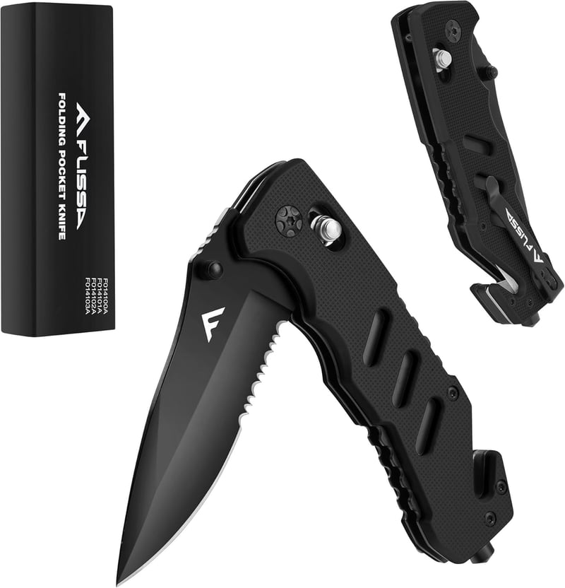 Emergency Rescue Folding Pocket Knife with Clip & Glass Breaker