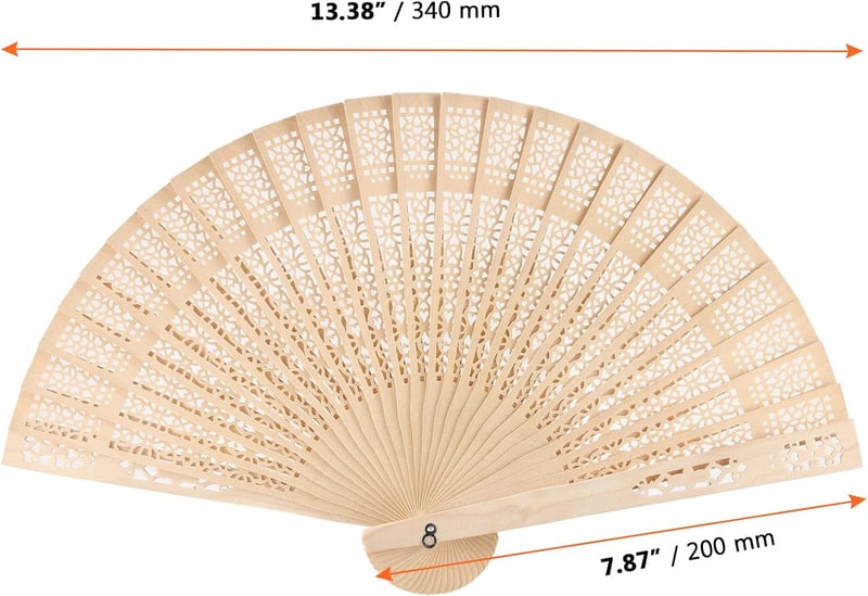 Sandalwood Folding Fans - 60 Pack for Weddings & Gifts