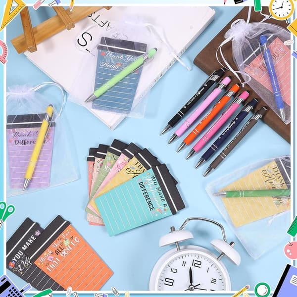 Employee Appreciation Gifts Set - 36 Coffee Cups, Notepads & Pens