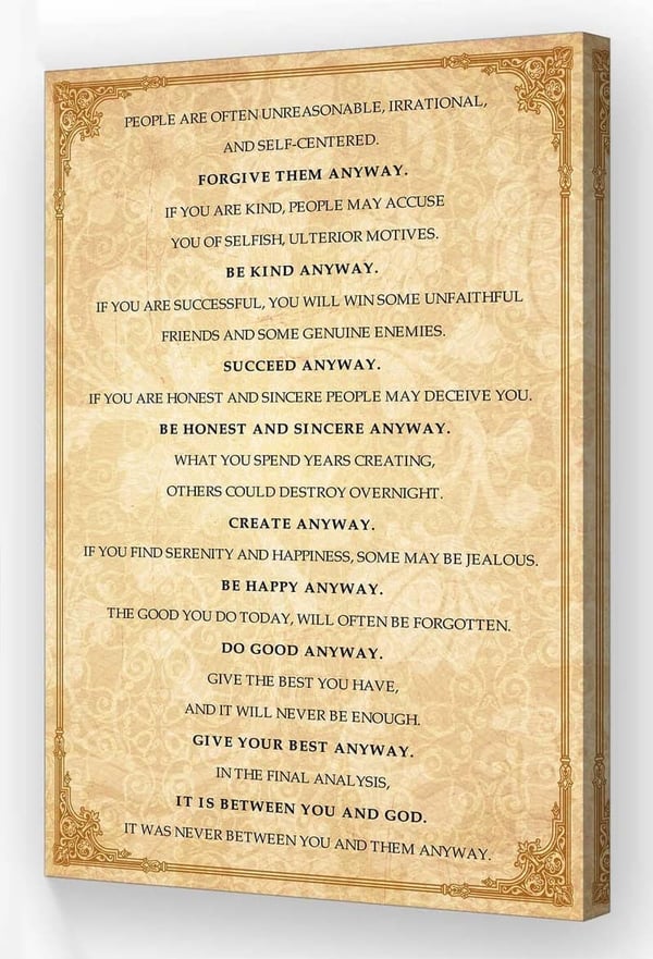 Motivational Poetry Wall Art - Framed Canvas, 12x18 inches