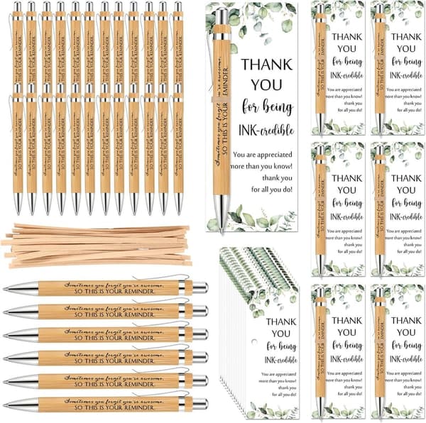 Employee Appreciation Gifts: Bamboo Pen Set with Inspirational Cards