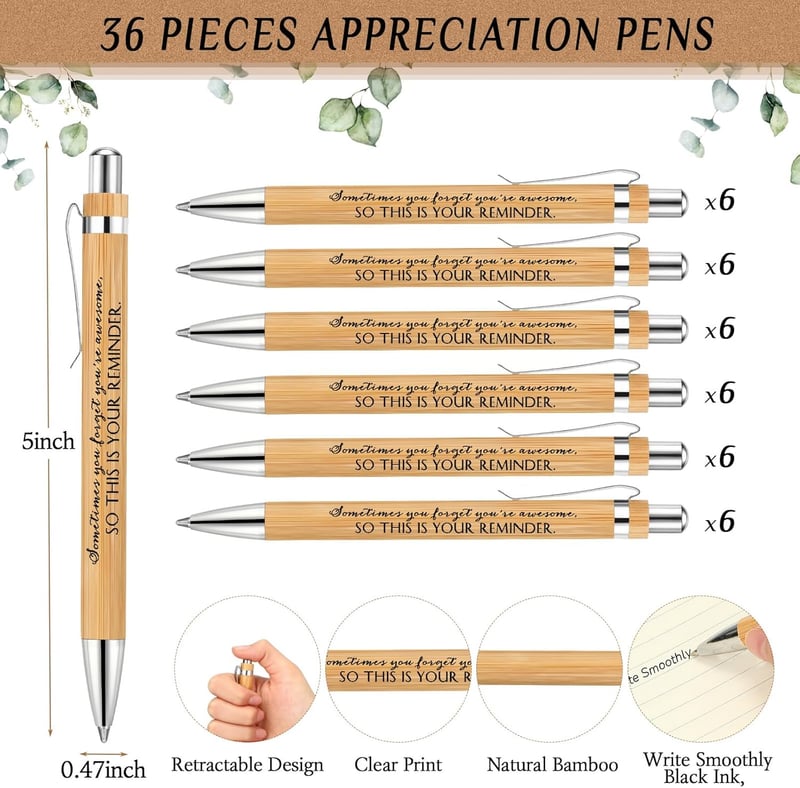 Employee Appreciation Gifts: Bamboo Pen Set with Inspirational Cards