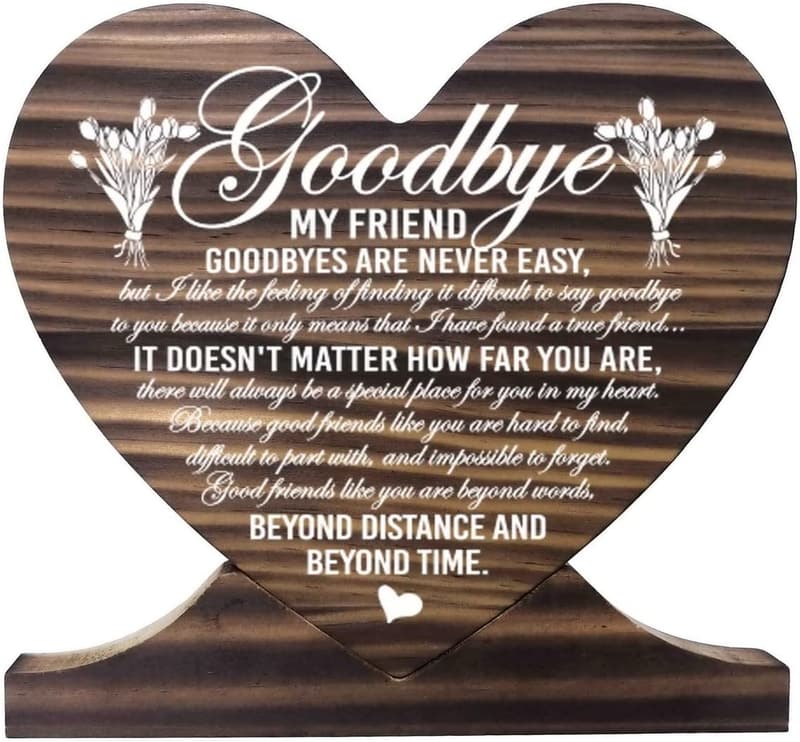 Going Away Gift: Heart Wood Plaque for Friends