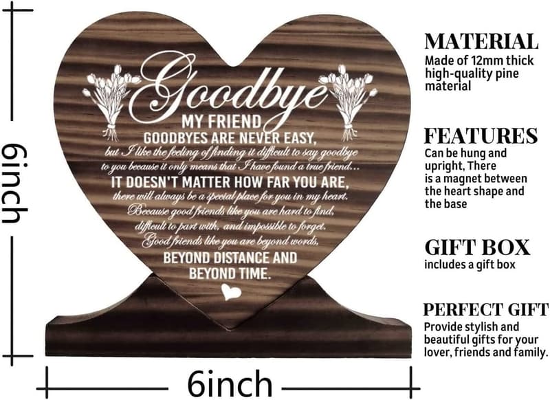 Going Away Gift: Heart Wood Plaque for Friends