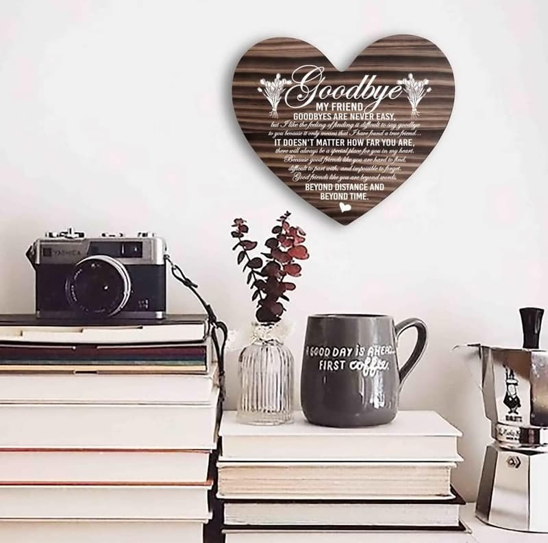 Going Away Gift: Heart Wood Plaque for Friends