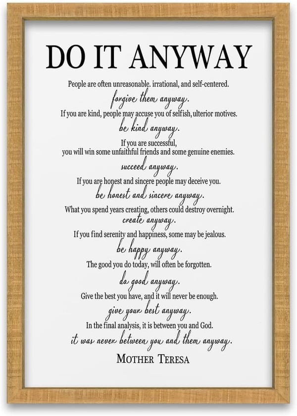 Mother Teresa Inspirational Quote Wall Art for Home Décor