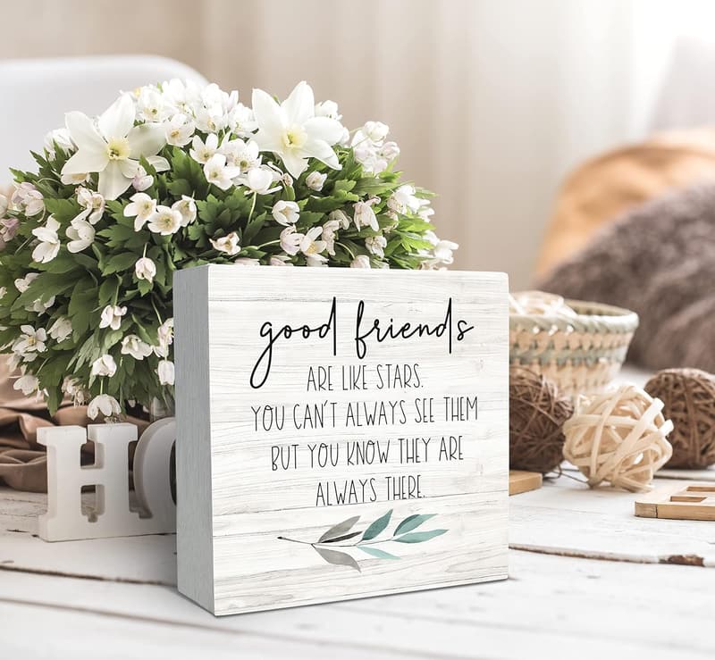 Inspirational Wood Box Sign for Long-Distance Friendship