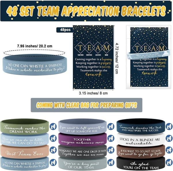 Employee Appreciation Gift Set with Motivational Bracelets and Cards