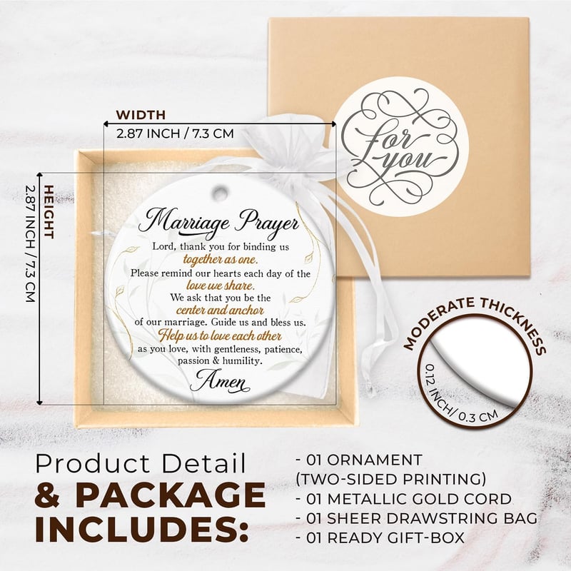 2025 Christian Wedding Gift - Marriage Prayer Ceramic Ornament