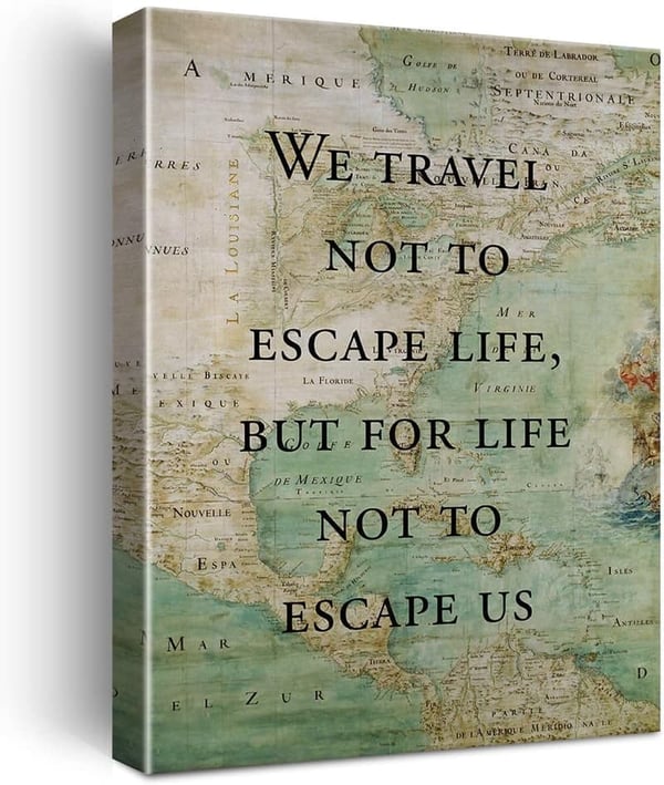 Inspirational Travel Quote Canvas Wall Art for Home Office