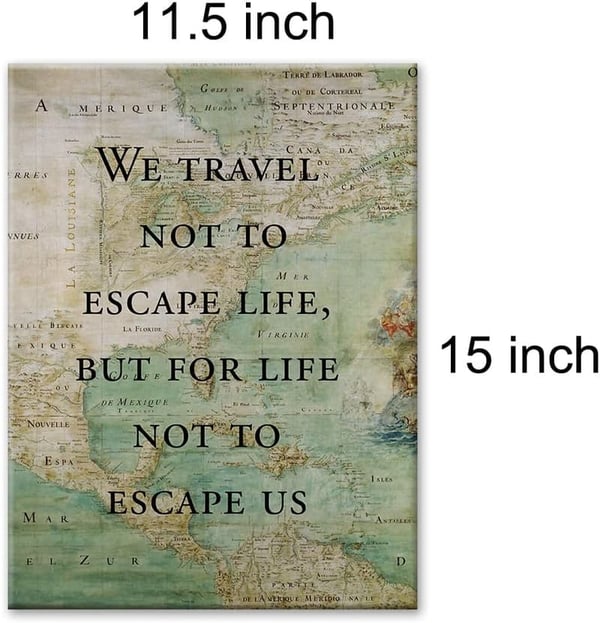 Inspirational Travel Quote Canvas Wall Art for Home Office