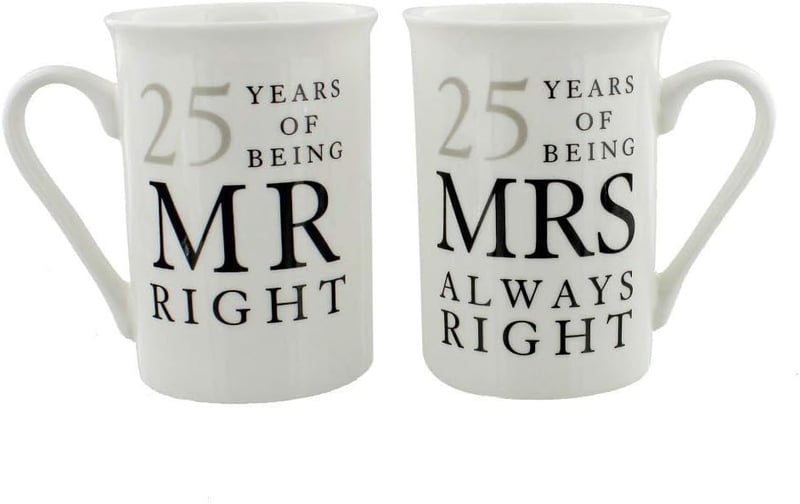 25th Anniversary Mr. Right & Mrs. Always Right Mug Set