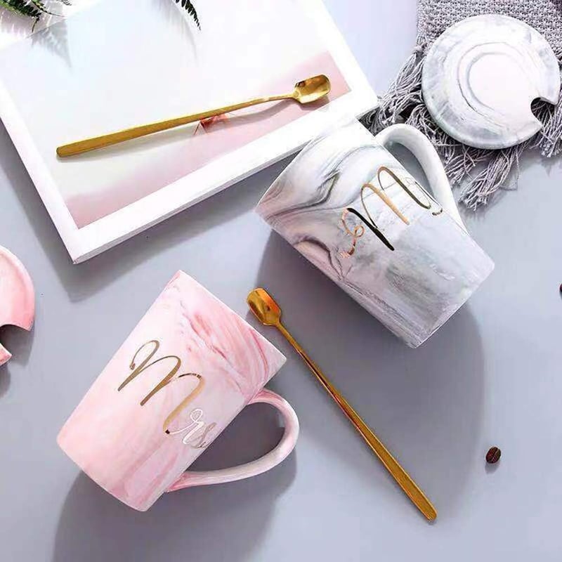 13.5 Oz Mr and Mrs Ceramic Mugs, Wedding Gifts for Couples