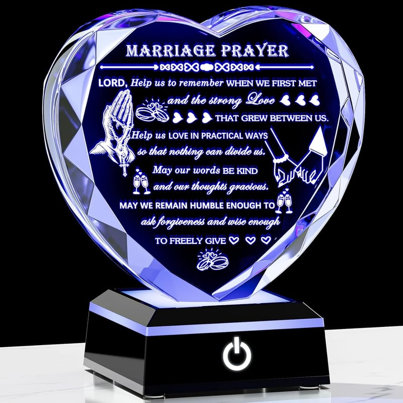 2025 Wedding Gift: Colorful LED Crystal Heart Plaque for Couples