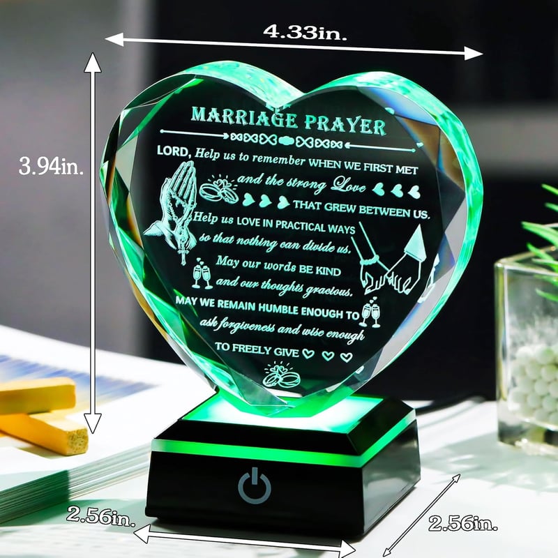 2025 Wedding Gift: Colorful LED Crystal Heart Plaque for Couples