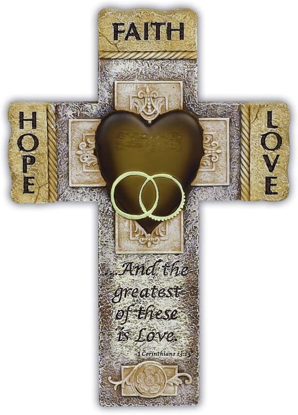 Wedding Wall Cross Decor with Bible Verse - Couples Gift