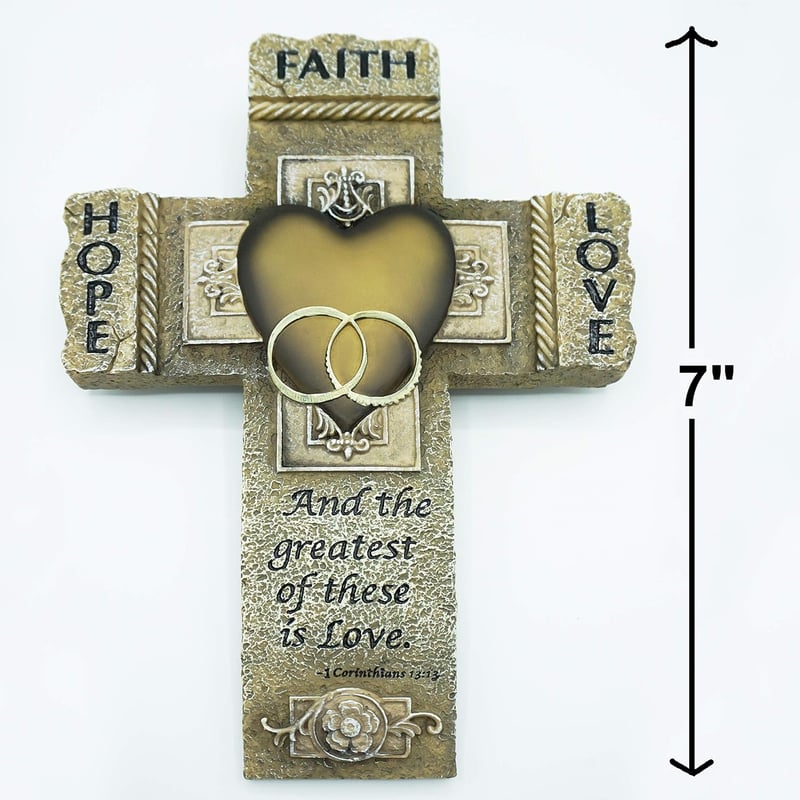 Wedding Wall Cross Decor with Bible Verse - Couples Gift