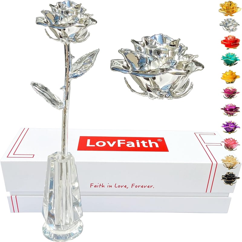 24K Gold-Dipped Rose with Crystal Stand - Valentine's Gift