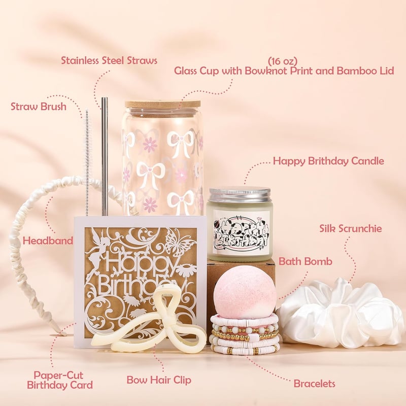 Charming Birthday Gift Box Set for Women with 8 Cute Items