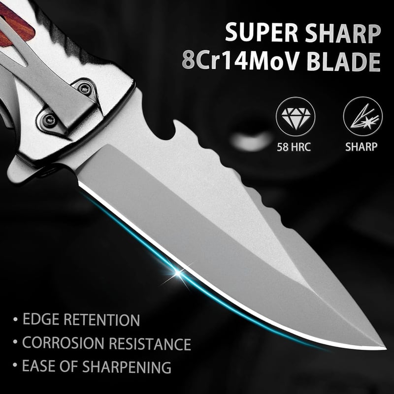 4-in-1 Tactical Folding Knife for Men - Camping & Survival Tool