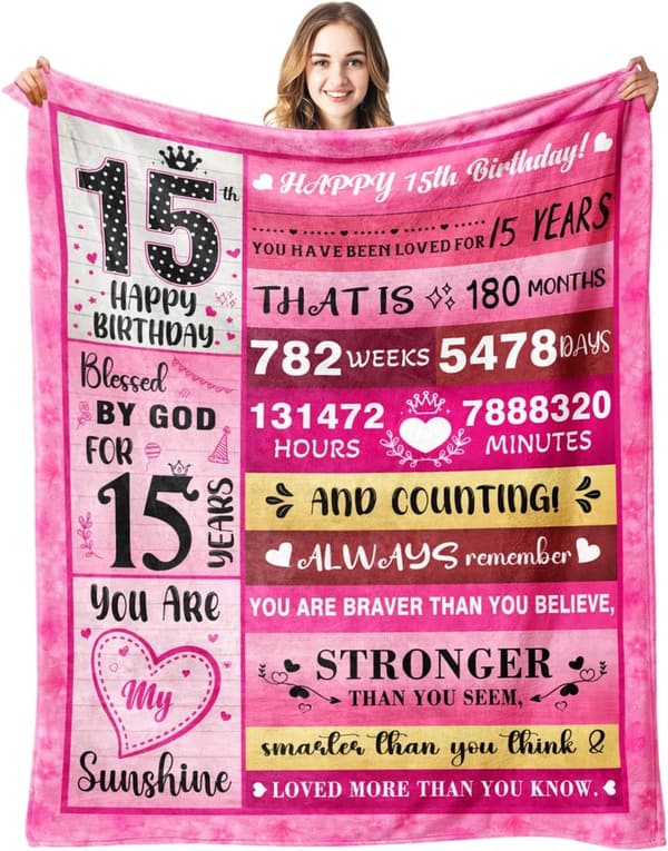 15th Birthday Blanket Gift for Girls - 50