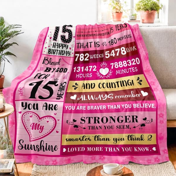15th Birthday Blanket Gift for Girls - 50