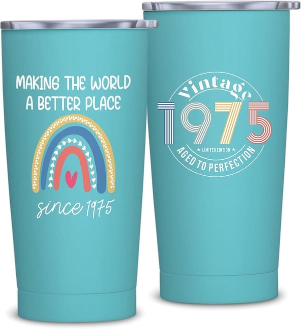 50th Birthday Vintage 1975 Engraved Tumbler for Women