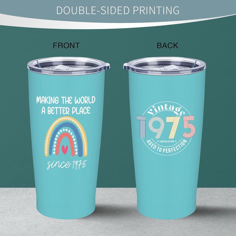 50th Birthday Vintage 1975 Engraved Tumbler for Women