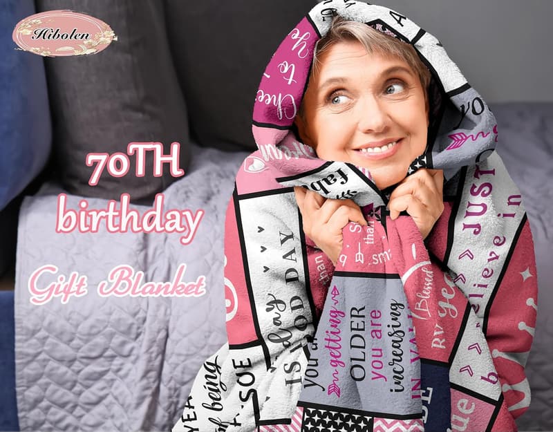70th Birthday Blanket for Women, 50