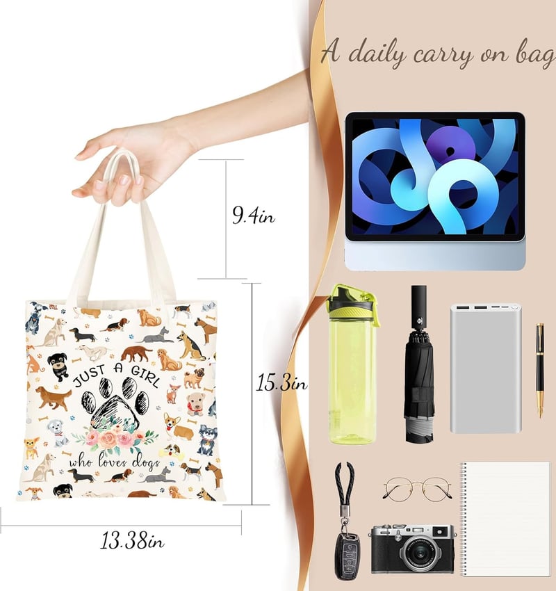 Dog Lover Reusable Grocery Bag - Cute Birthday Gift for Women