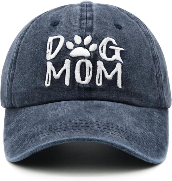 Dog Mom Denim Baseball Cap - Adjustable & Embroidered