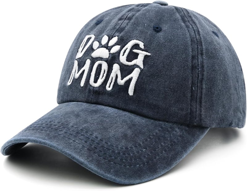 Dog Mom Denim Baseball Cap - Adjustable & Embroidered
