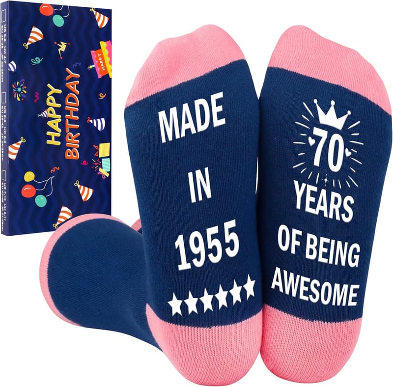 50th Birthday Grip Crew Socks for Women