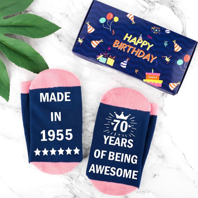 50th Birthday Grip Crew Socks for Women