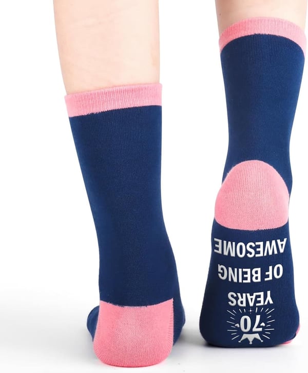50th Birthday Grip Crew Socks for Women