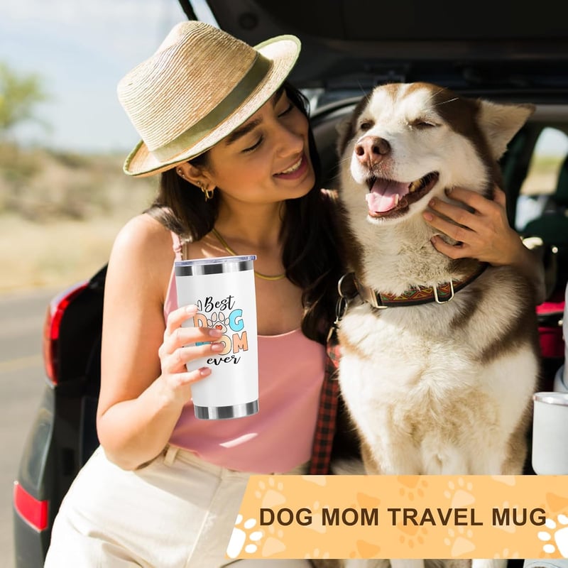 Dog Mom 20oz Wine Tumbler Set with Makeup Bag & Bracelets
