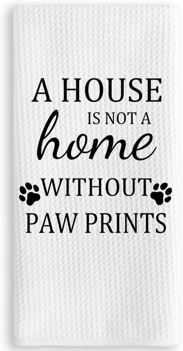 Dog-Themed Kitchen Towels with Paw Prints for Home Decor