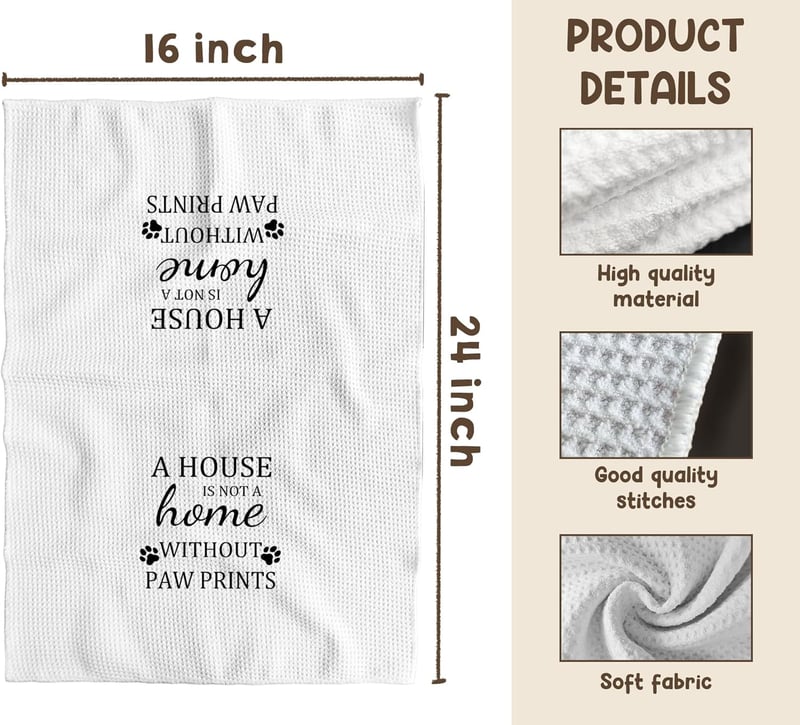 Dog-Themed Kitchen Towels with Paw Prints for Home Decor